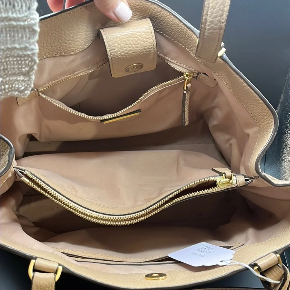 Tory Burch Beige Pebbled Leather Tote - Picture 2 of 8